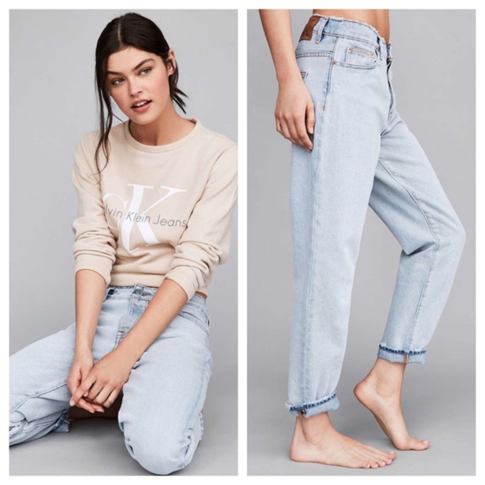 Calvin Klein distressed mom jeans